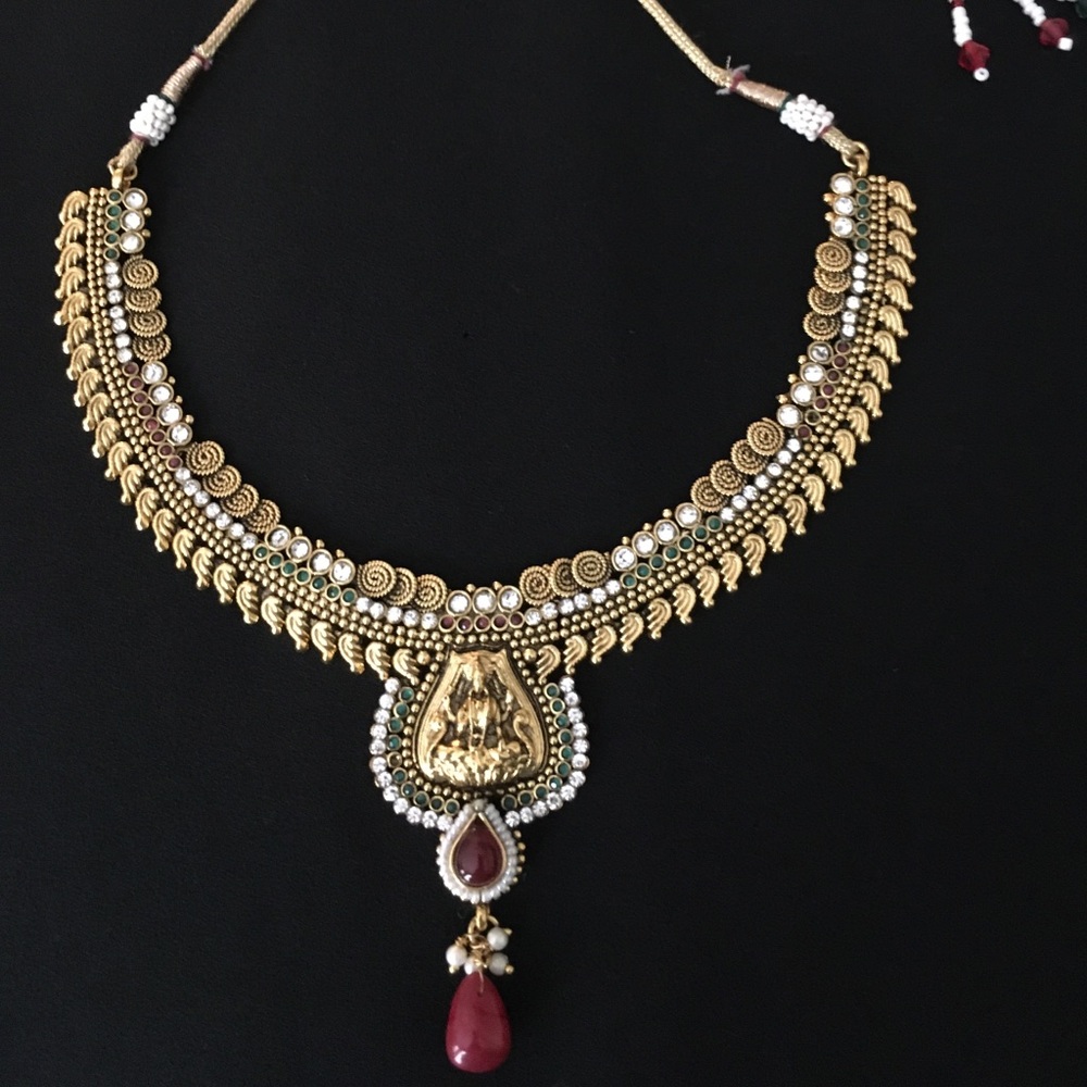 One if a kind Jeweled gold gilded necklace